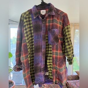 BDG Robbie Spliced Flannel Button Down Shirt Size Small